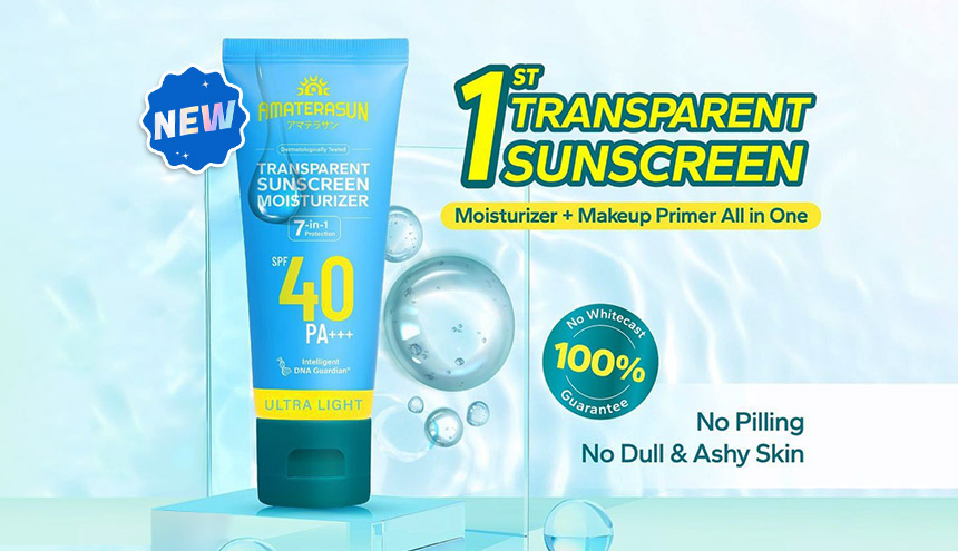 Sunscreen Transparan Pertama di Indonesia: Amaterasun Transparent Sunscreen Moisturizer SPF 40 PA+++ Sudah Hadir!