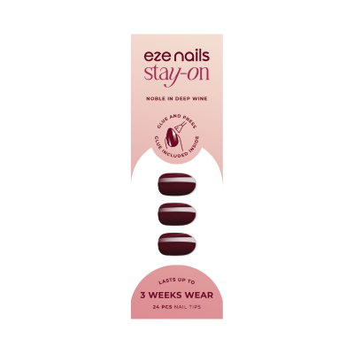 EZE NAILS Noble in Deep Wine Stay On Manicure (Kuku Palsu Tempel)