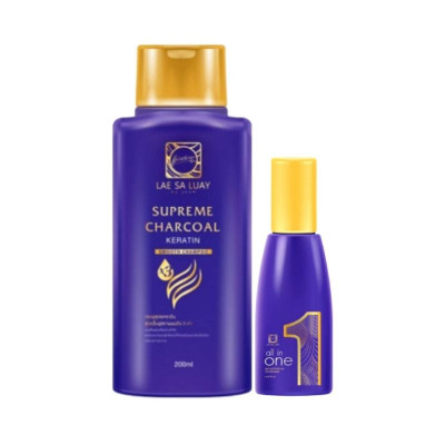 LAE SA LUAY All in One Hair Keratin Serum + Supreme Charcoal Smooth Shampoo Bundle