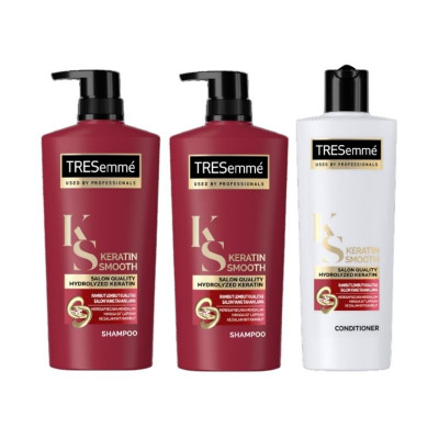 TRESEMME Shampoo & Conditioner Keratin Smooth Dengan Hydrolyzed Keratin Shampoo Salon Dan Conditioner Untuk Rambut Lembut Tahan Lama