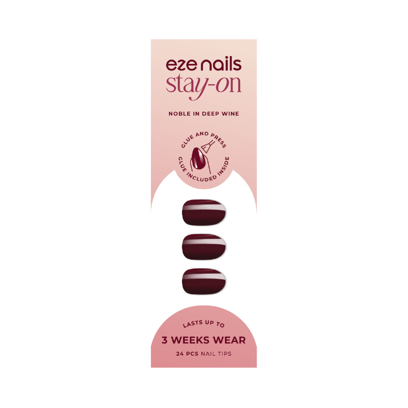 EZE NAILS Noble in Deep Wine Stay On Manicure (Kuku Palsu Tempel)