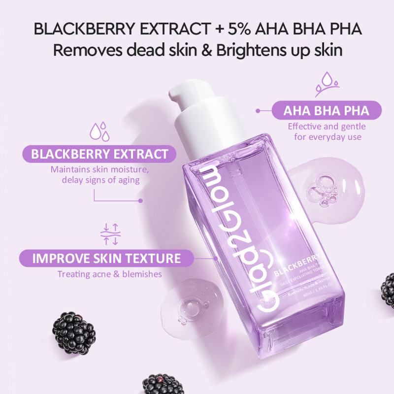 Jual Glad2glow BLACKBERRY AHA BHA PHA DAILY EXFOLIATING TONER Termurah