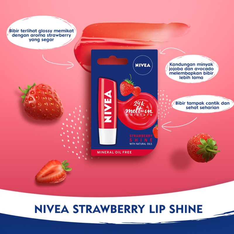 Jual Nivea Lip Care Fruity Shine Beauty Stick Strawberry Termurah