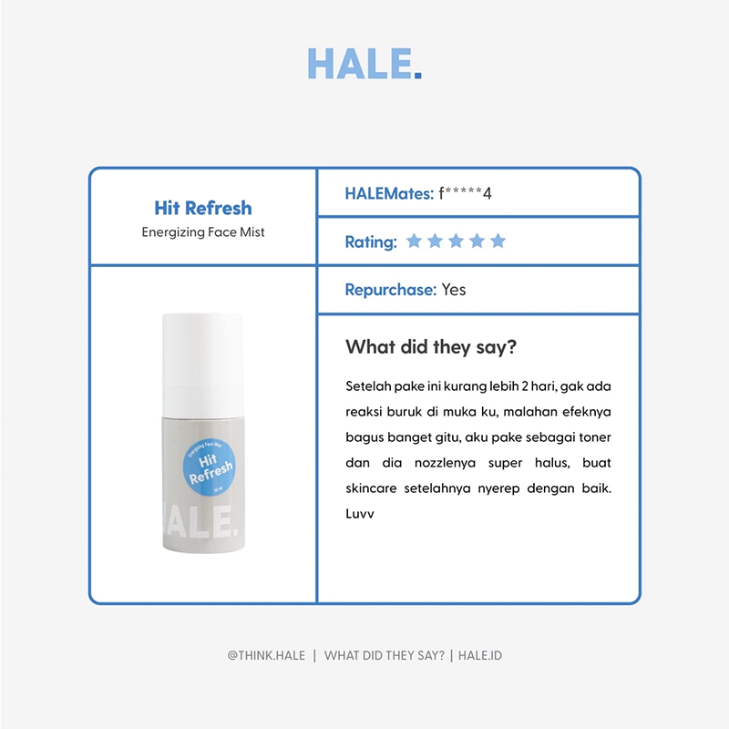 Jual Hale Hit Refresh Energizing Face Mist Termurah Januari 2025 ...