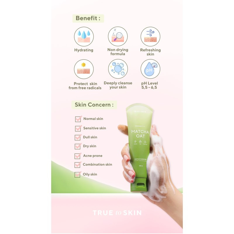 Jual True To Skin Matcha Oat Gentle Cleanser 100ml Termurah September